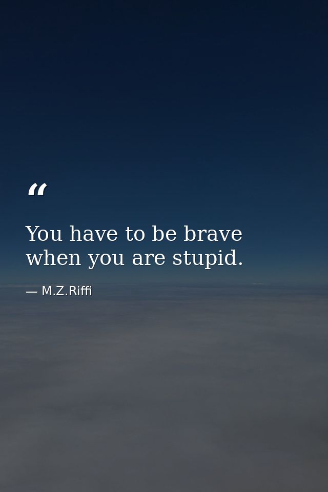 You have to be brave when you are stupid. — M.Z.Riffi