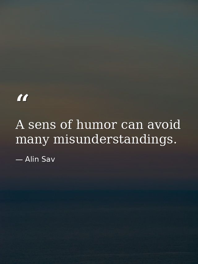 A sens of humor can avoid many misunderstandings. — Alin Sav