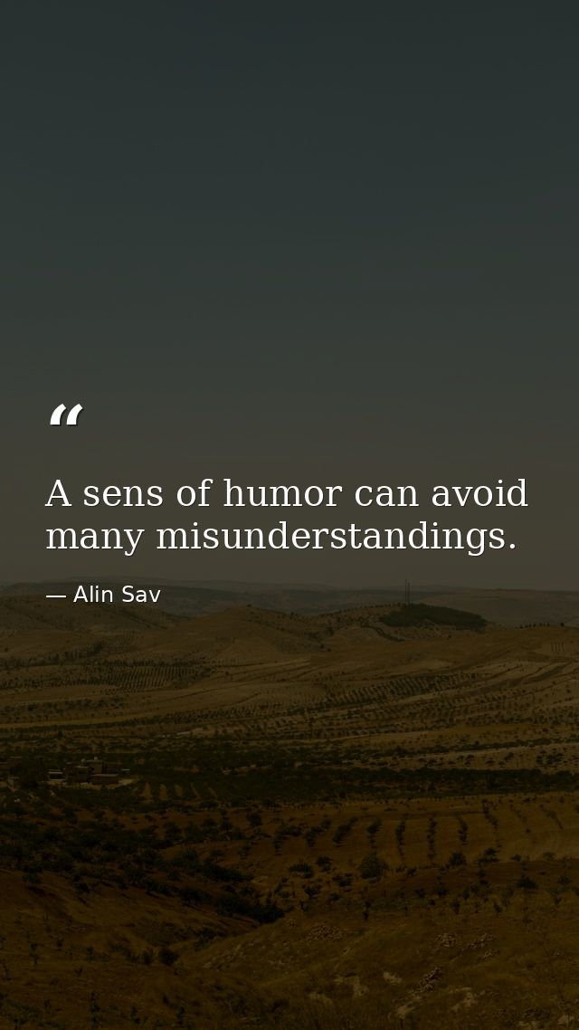 A sens of humor can avoid many misunderstandings. — Alin Sav