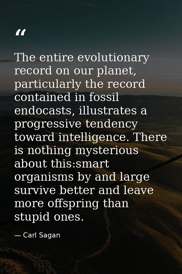 The entire evolutionary record on our planet, particularly the record contained in fossil endocasts, illustrates a progr — Carl Sagan
