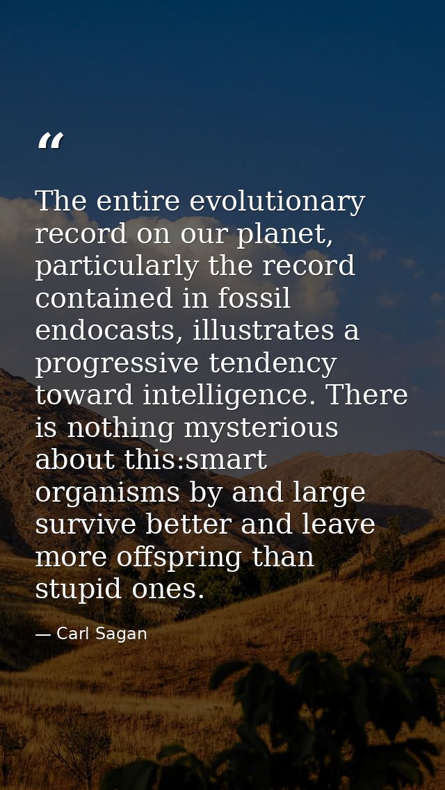 The entire evolutionary record on our planet, particularly the record contained in fossil endocasts, illustrates a progr — Carl Sagan