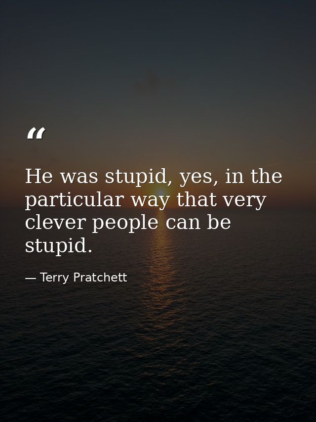 He was stupid, yes, in the particular way that very clever people can be stupid. — Terry Pratchett
