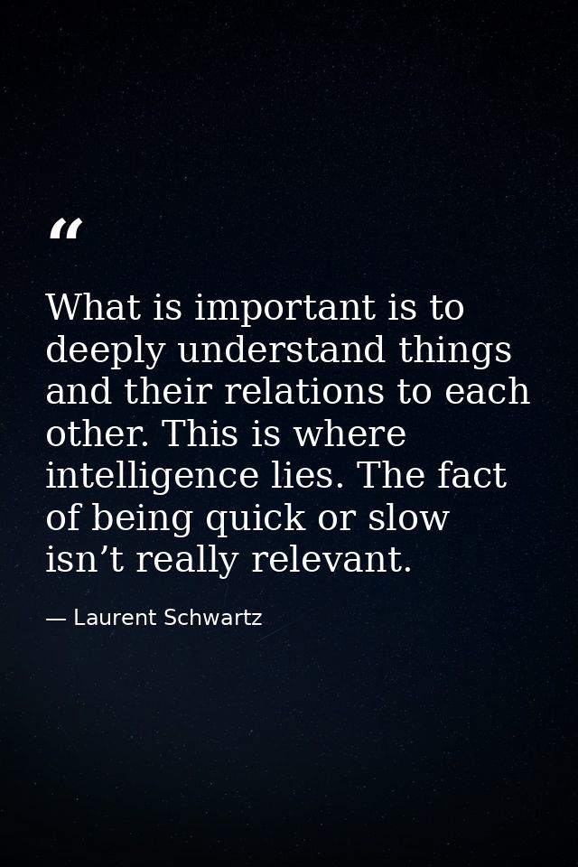 What is important is to deeply understand things and their relations to each other. This is where intelligence lies. The — Laurent Schwartz