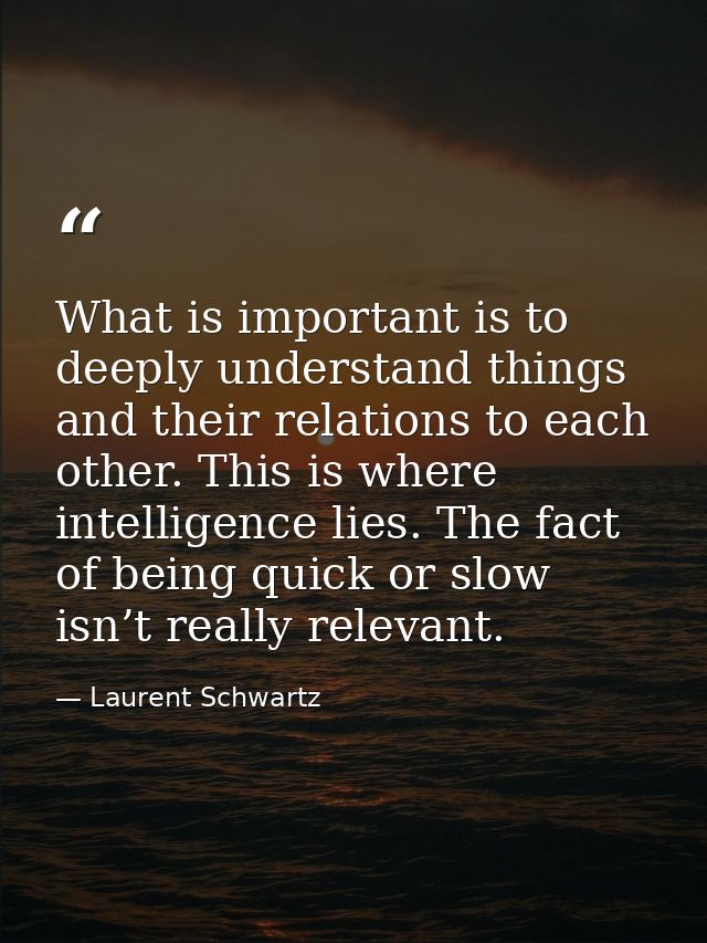 What is important is to deeply understand things and their relations to each other. This is where intelligence lies. The — Laurent Schwartz