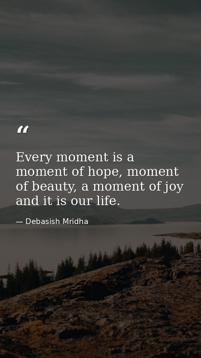 Every moment is a moment of hope, moment of beauty, a moment of joy and it is our life. — Debasish Mridha