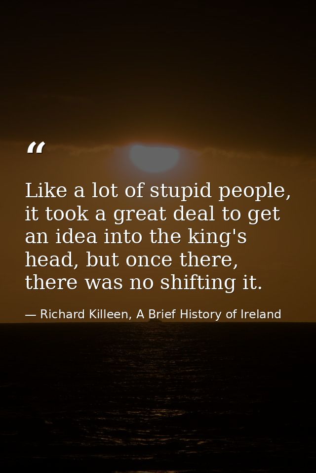 Like a lot of stupid people, it took a great deal to get an idea into the king's head, but once there, there was no shif — Richard Killeen, A Brief History of Ireland