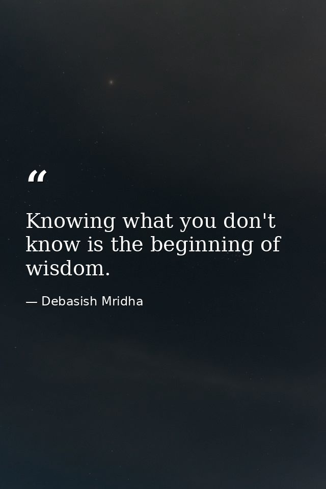 Knowing what you don't know is the beginning of wisdom. — Debasish Mridha