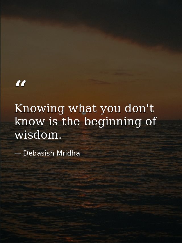 Knowing what you don't know is the beginning of wisdom. — Debasish Mridha