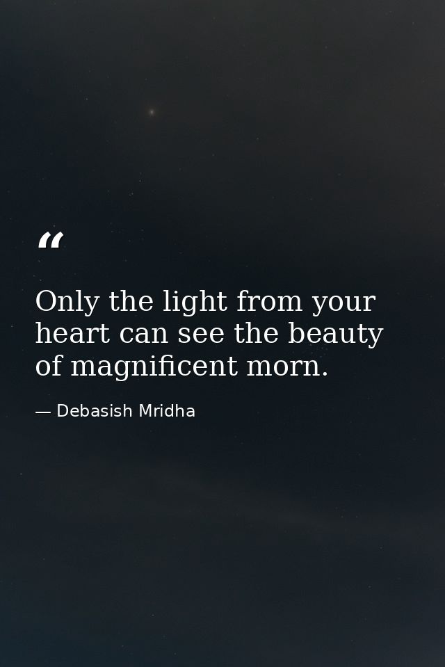 Only the light from your heart can see the beauty of magnificent morn. — Debasish Mridha