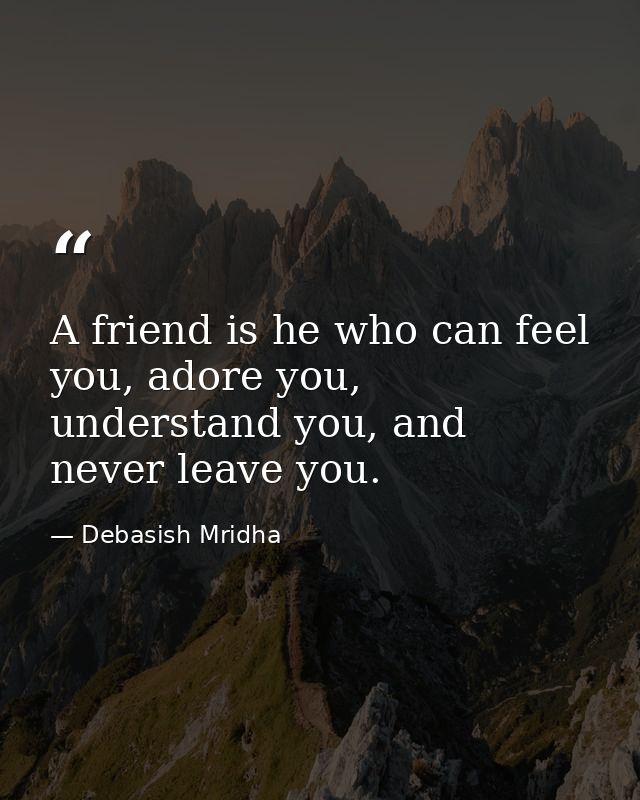 A friend is he who can feel you, adore you, understand you, and never leave you. — Debasish Mridha