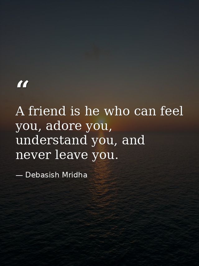 A friend is he who can feel you, adore you, understand you, and never leave you. — Debasish Mridha