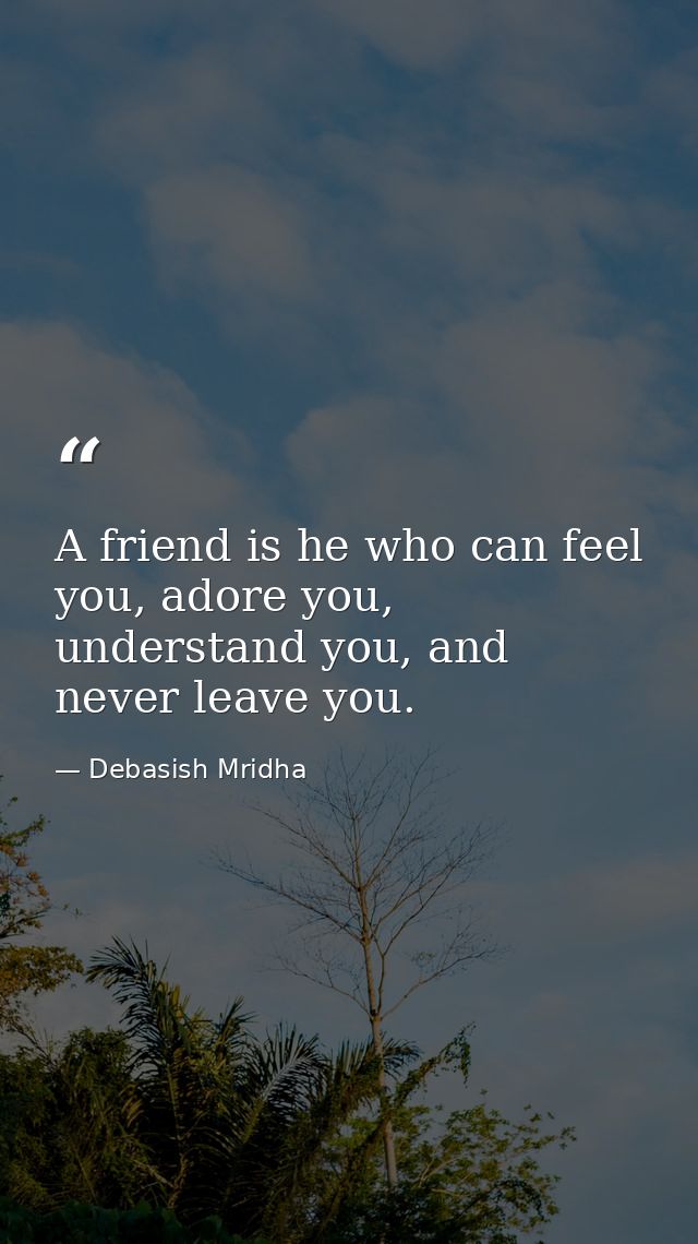 A friend is he who can feel you, adore you, understand you, and never leave you. — Debasish Mridha