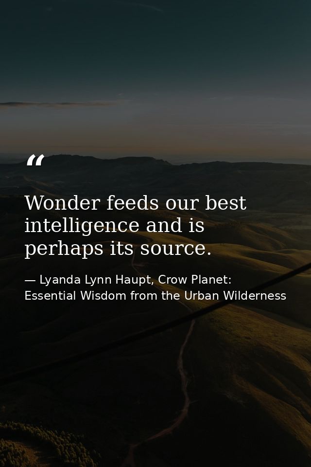 Wonder feeds our best intelligence and is perhaps its source. — Lyanda Lynn Haupt, Crow Planet: Essential Wisdom from the Urban Wilderness