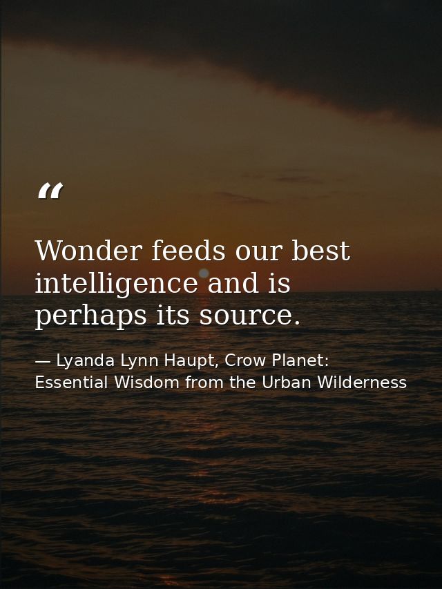 Wonder feeds our best intelligence and is perhaps its source. — Lyanda Lynn Haupt, Crow Planet: Essential Wisdom from the Urban Wilderness