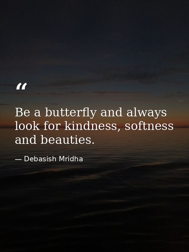 Be a butterfly and always look for kindness, softness and beauties. — Debasish Mridha