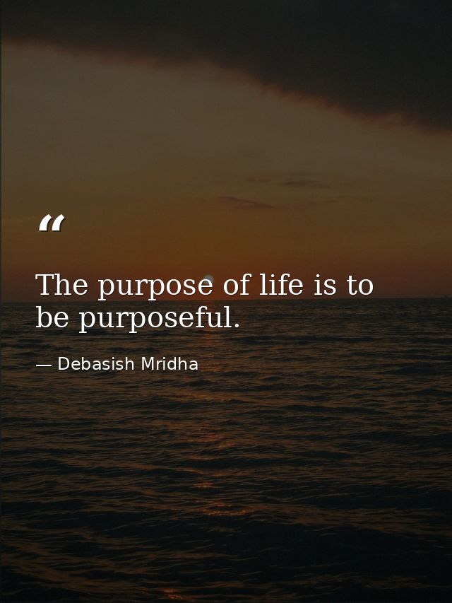 The purpose of life is to be purposeful. — Debasish Mridha