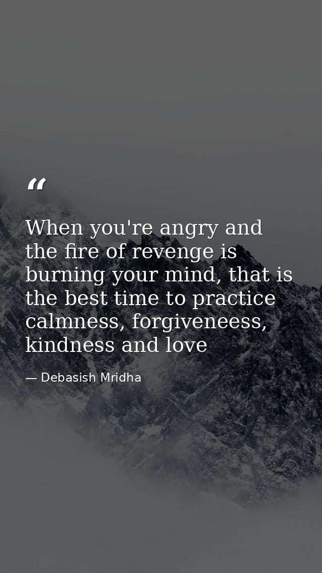 When you're angry and the fire of revenge is burning your mind, that is the best time to practice calmness, forgiveneess — Debasish Mridha