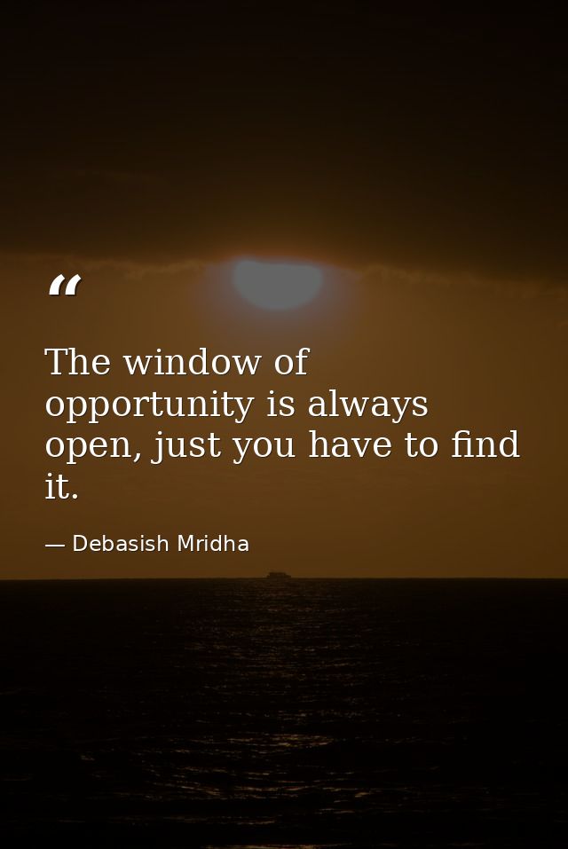 The window of opportunity is always open, just you have to find it. — Debasish Mridha