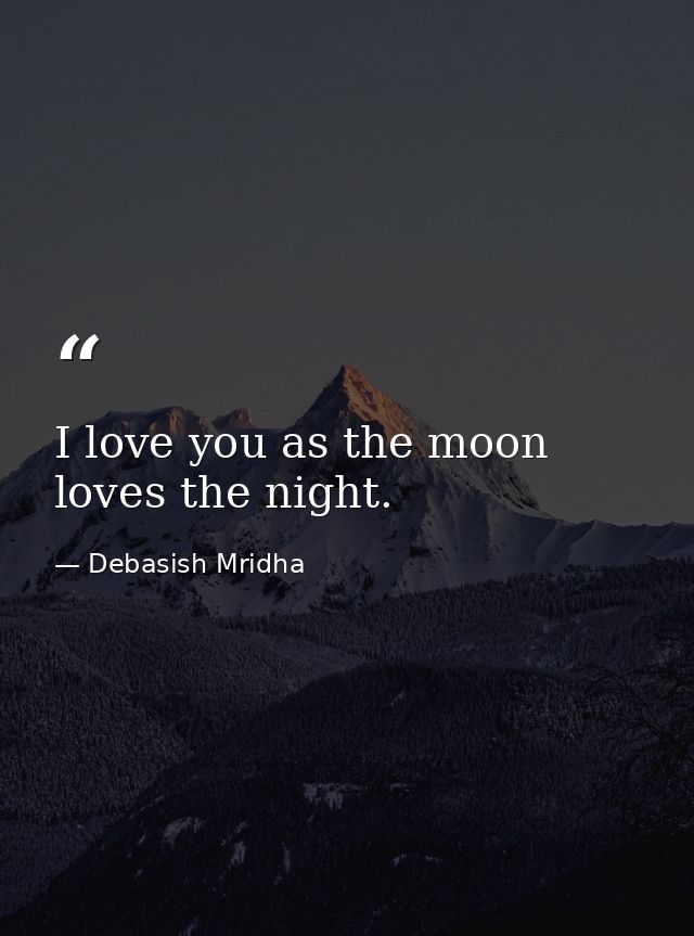 I love you as the moon loves the night. — Debasish Mridha