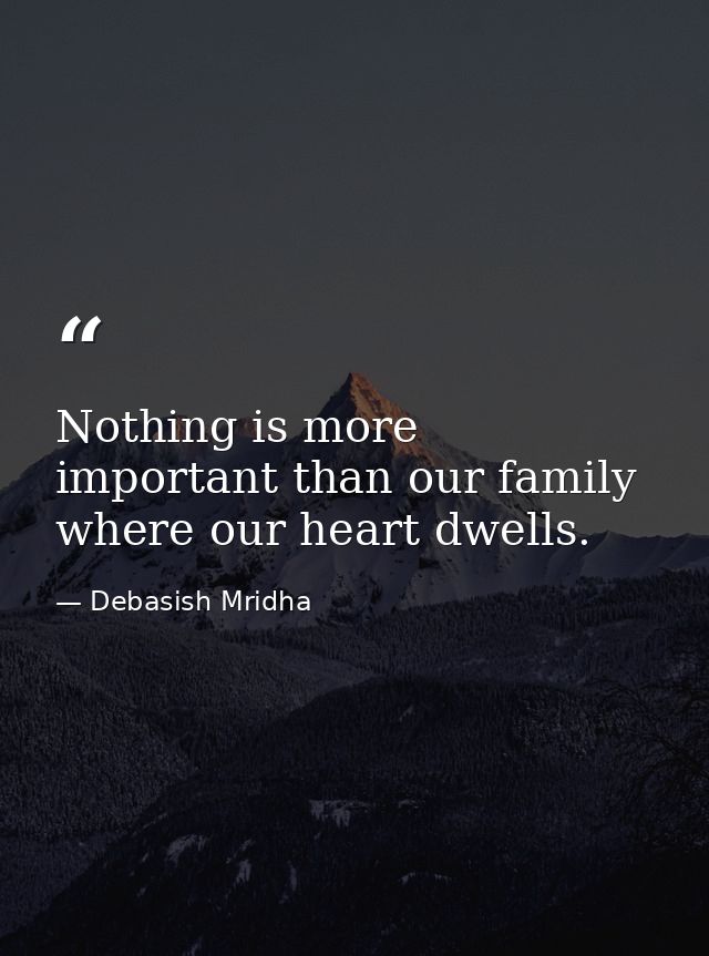 Nothing is more important than our family where our heart dwells. — Debasish Mridha
