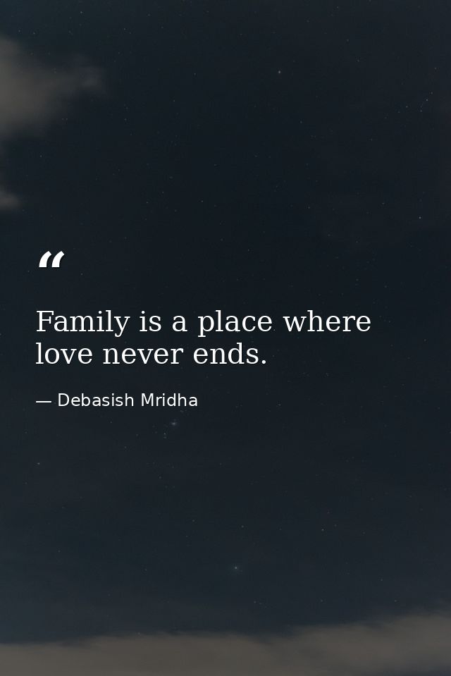 Family is a place where love never ends. — Debasish Mridha