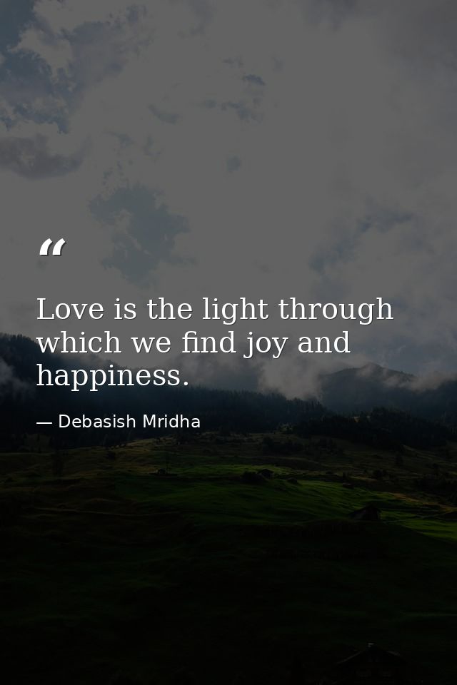 Love is the light through which we find joy and happiness. — Debasish Mridha