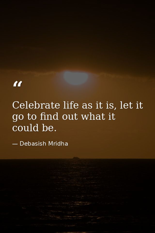 Celebrate life as it is, let it go to find out what it could be. — Debasish Mridha