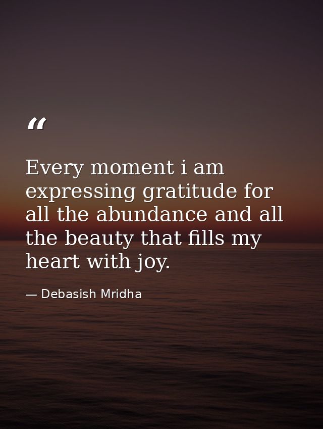 Every moment i am expressing gratitude for all the abundance and all the beauty that fills my heart with joy. — Debasish Mridha