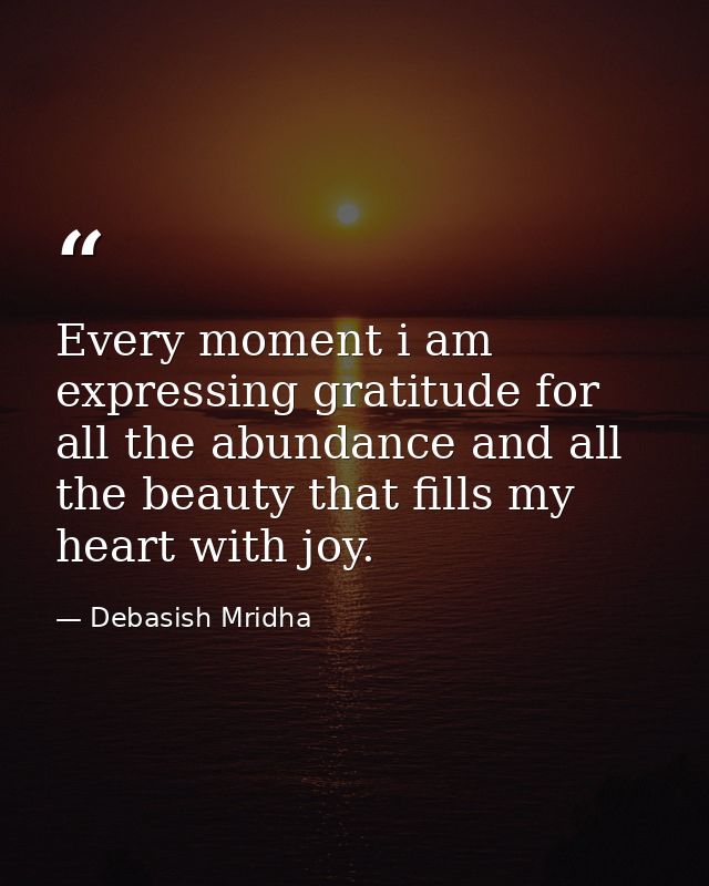 Every moment i am expressing gratitude for all the abundance and all the beauty that fills my heart with joy. — Debasish Mridha