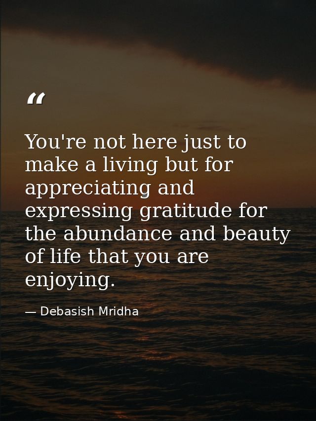 You're not here just to make a living but for appreciating and expressing gratitude for the abundance and beauty of life — Debasish Mridha