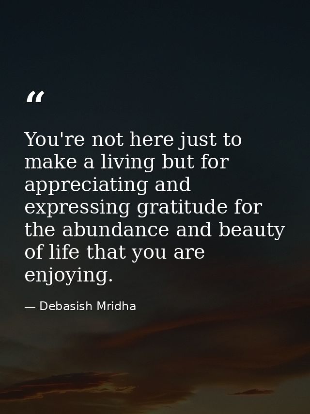 You're not here just to make a living but for appreciating and expressing gratitude for the abundance and beauty of life — Debasish Mridha
