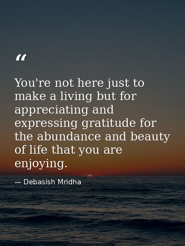 You're not here just to make a living but for appreciating and expressing gratitude for the abundance and beauty of life — Debasish Mridha