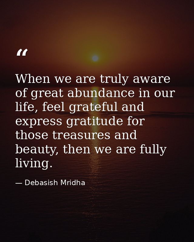 When we are truly aware of great abundance in our life, feel grateful and express gratitude for those treasures and beau — Debasish Mridha
