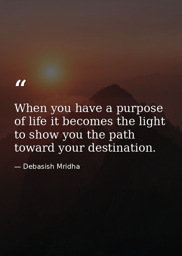 When you have a purpose of life it becomes the light to show you the path toward your destination. — Debasish Mridha