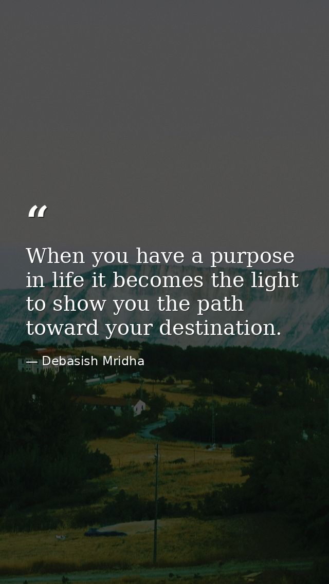 When you have a purpose in life it becomes the light to show you the path toward your destination. — Debasish Mridha
