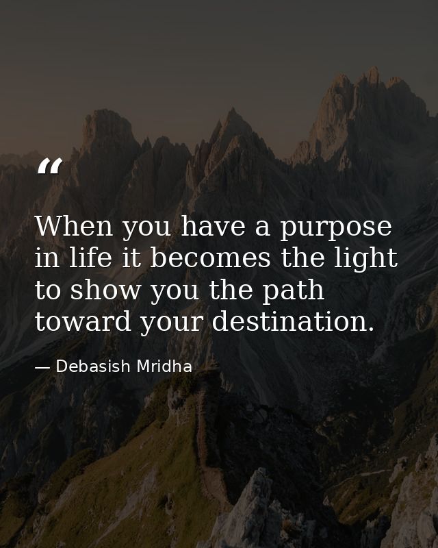 When you have a purpose in life it becomes the light to show you the path toward your destination. — Debasish Mridha