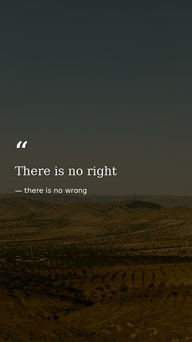 There is no right — there is no wrong