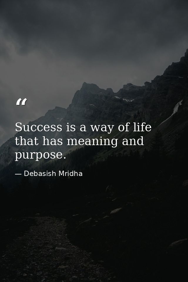 Success is a way of life that has meaning and purpose. — Debasish Mridha