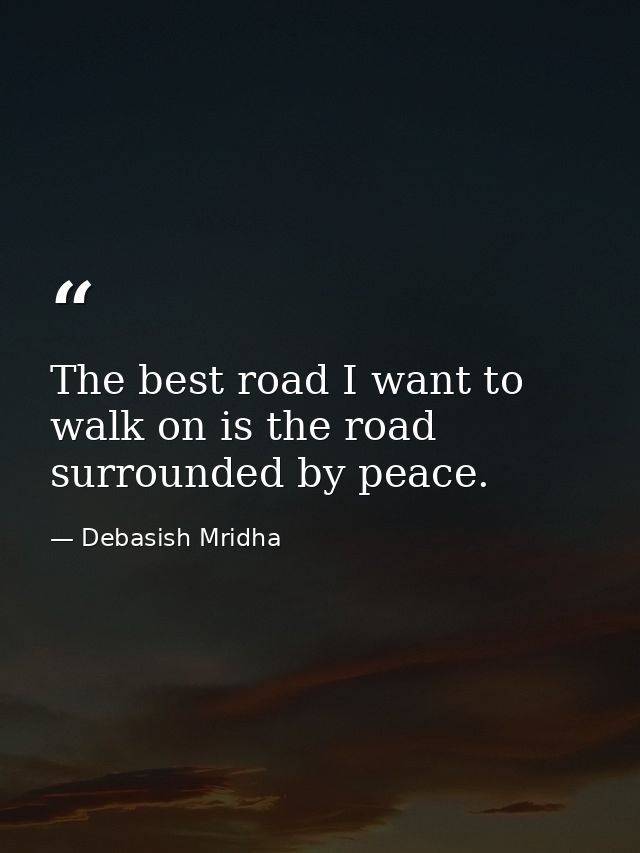 The best road I want to walk on is the road surrounded by peace. — Debasish Mridha