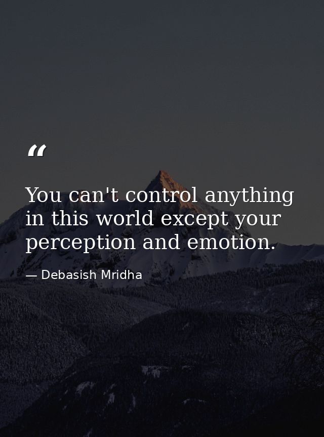 You can't control anything in this world except your perception and emotion. — Debasish Mridha