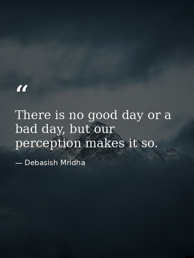 There is no good day or a bad day, but our perception makes it so. — Debasish Mridha