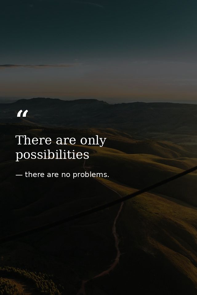 There are only possibilities — there are no problems.