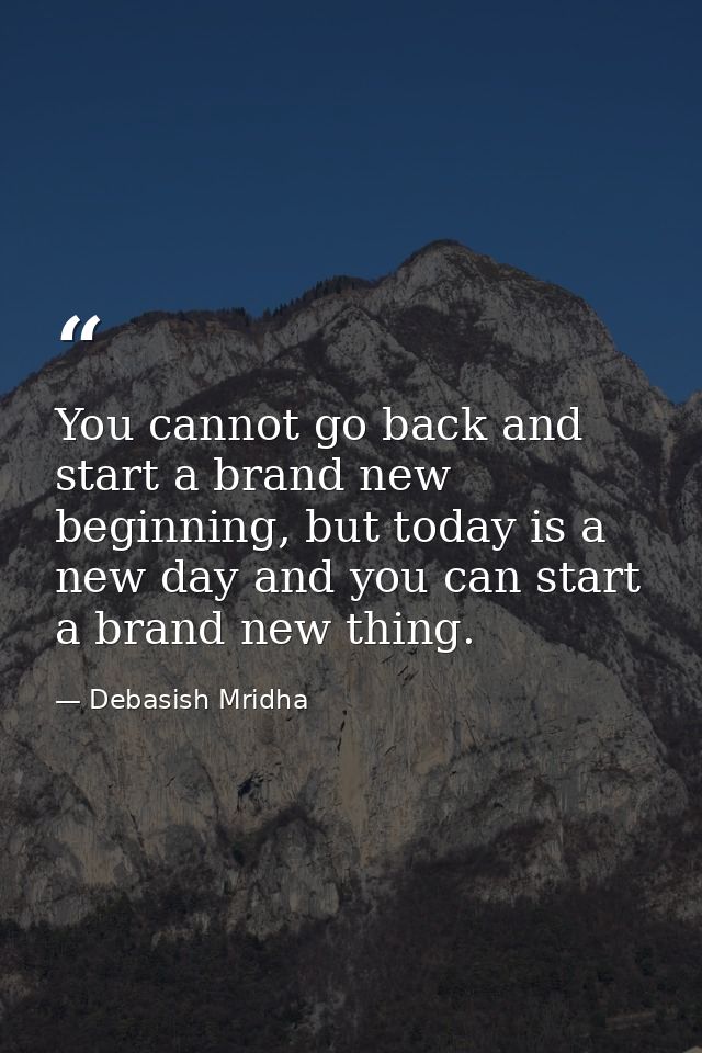 You cannot go back and start a brand new beginning, but today is a new day and you can start a brand new thing. — Debasish Mridha
