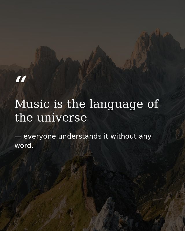 Music is the language of the universe — everyone understands it without any word.
