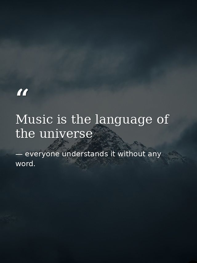 Music is the language of the universe — everyone understands it without any word.