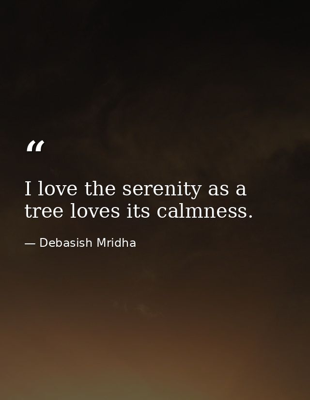 I love the serenity as a tree loves its calmness. — Debasish Mridha