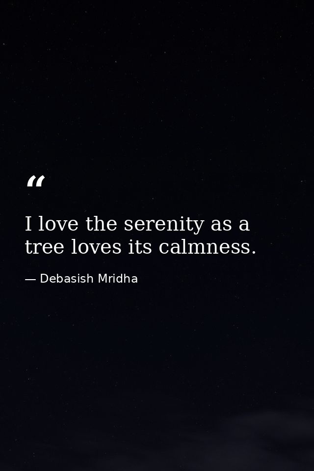I love the serenity as a tree loves its calmness. — Debasish Mridha