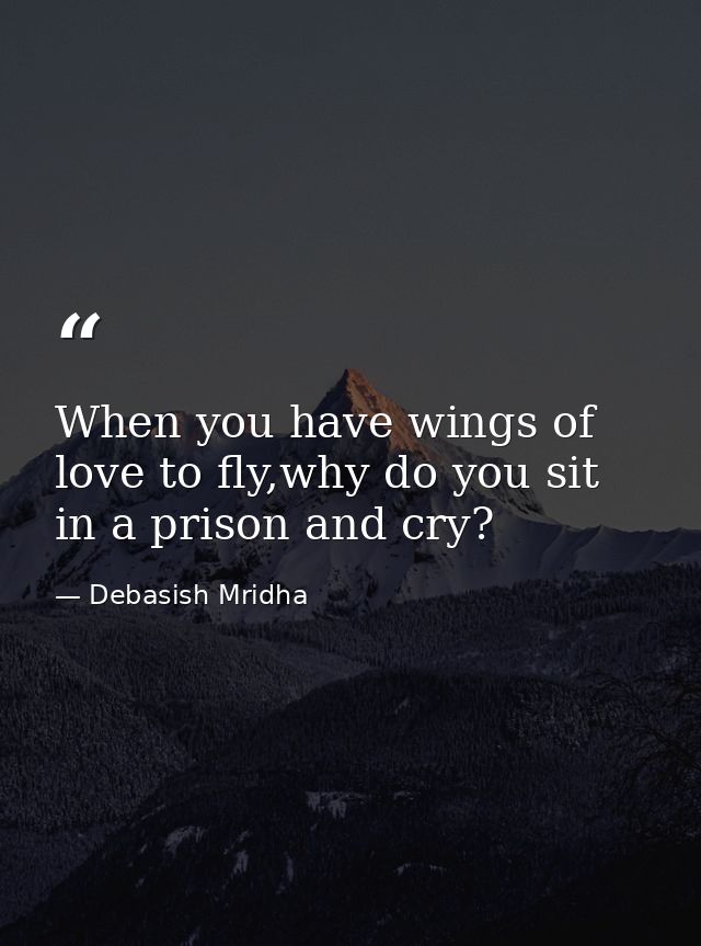 When you have wings of love to fly,why do you sit in a prison and cry? — Debasish Mridha