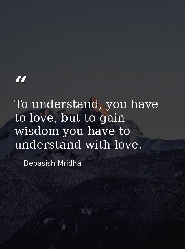 To understand, you have to love, but to gain wisdom you have to understand with love. — Debasish Mridha