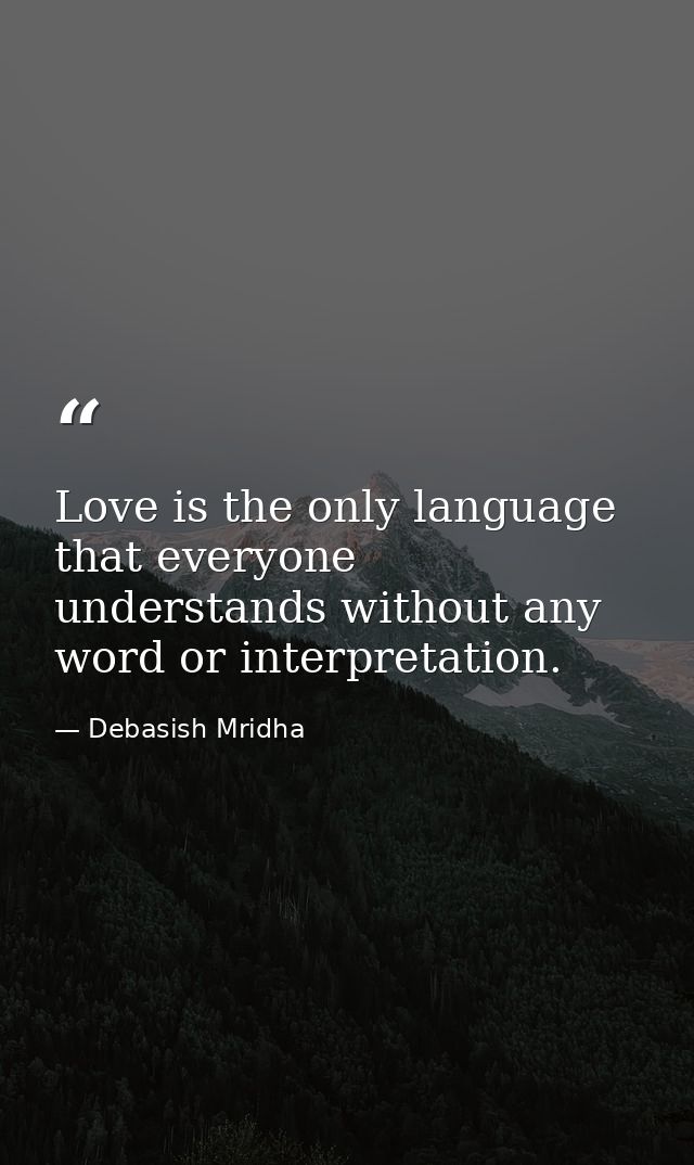 Love is the only language that everyone understands without any word or interpretation. — Debasish Mridha